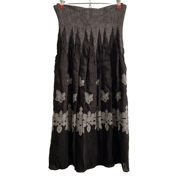 Lapis Anthropologie Women’s A Line Midi Skirt Dress Black Gray One Size Boho - Picture 2 of 6